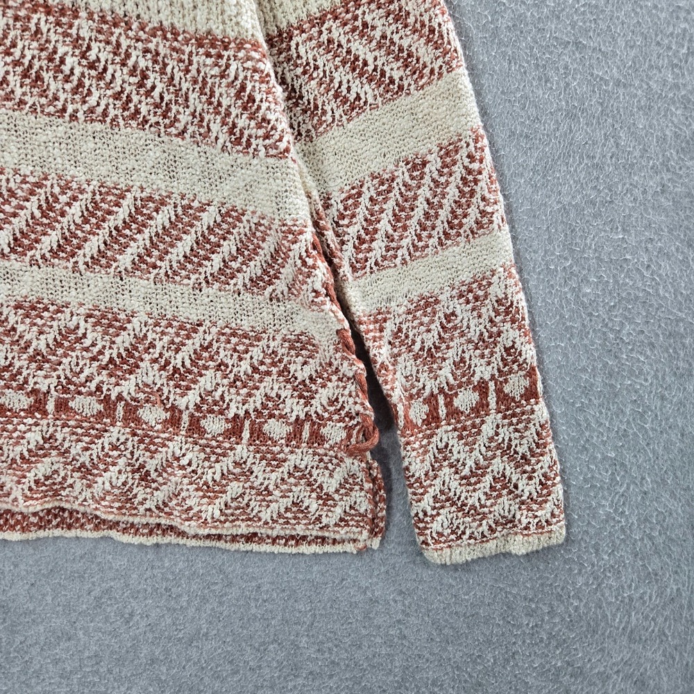 Knox Rose Women Sweater 2XL Brown Striped Pointelle Knit Beach Boho‎ - Picture 5 of 10